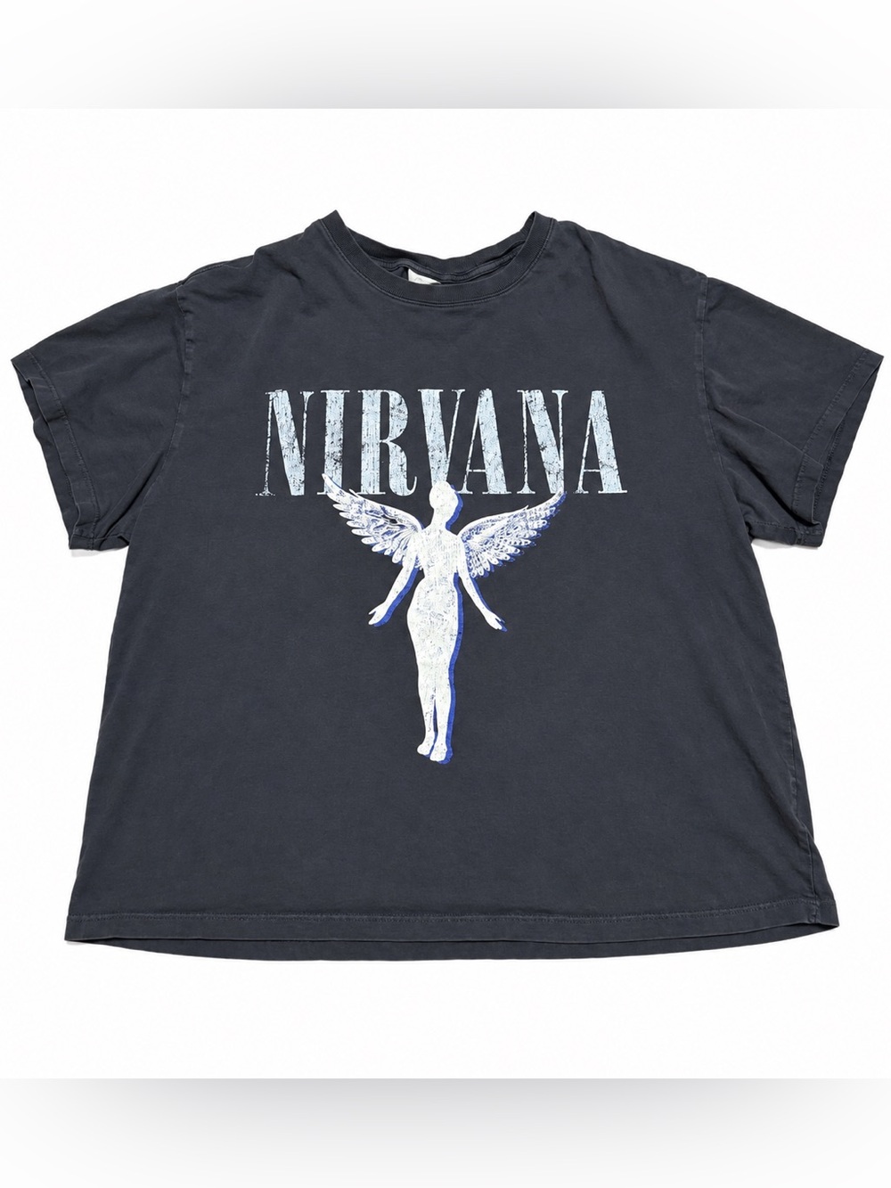 H&M Black Short Sleeve Tee with Nirvana Angel Graphic